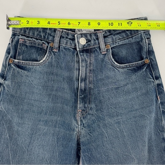 Zara Barrel Wide Leg Denim Cropped Jeans - Picture 5 of 10